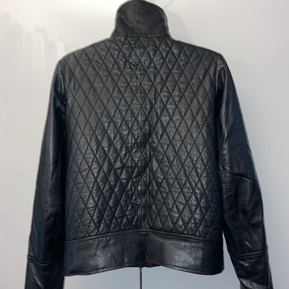 Black genuine leather Danier quilted jacket 3XS - Picture 4 of 9